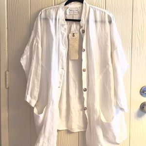 Women’s White Button Down Linen Jacket